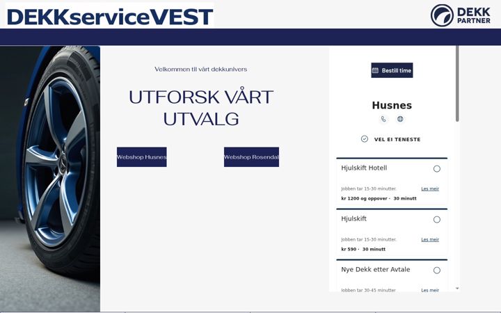 Screenshot stránky dekkservicevest.no