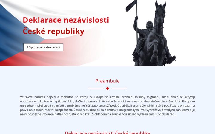 Skärmbild av deklaracenezavislosti.cz