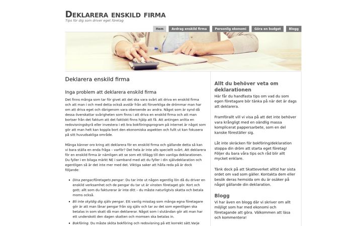 Screenshot of deklareraenskildfirma.se