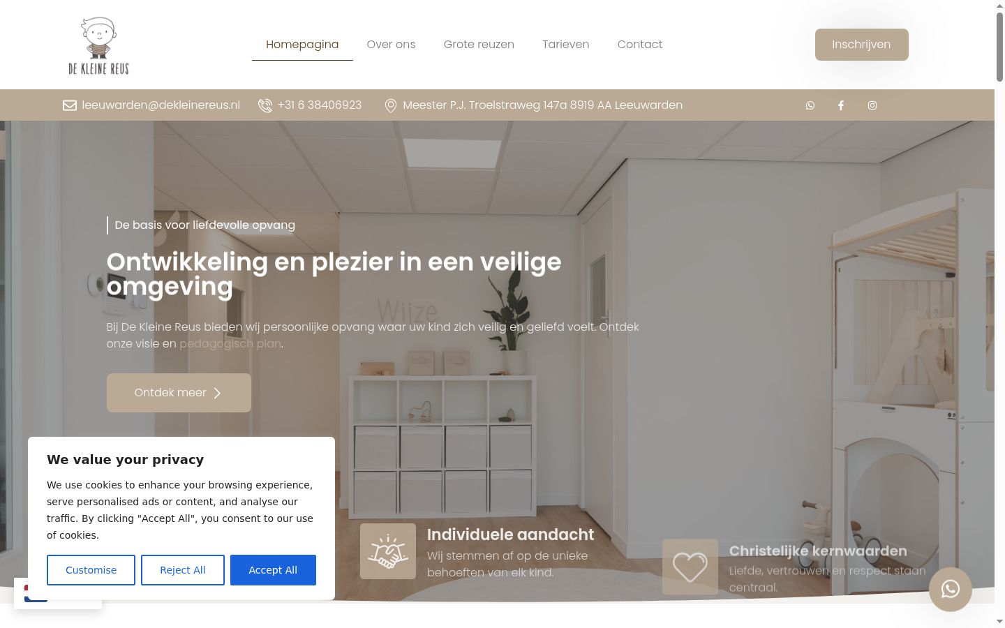 Screenshot del banner di consenso mostrato prima di qualsiasi interazione