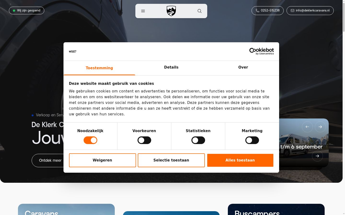 Screenshot del banner di consenso mostrato prima di qualsiasi interazione