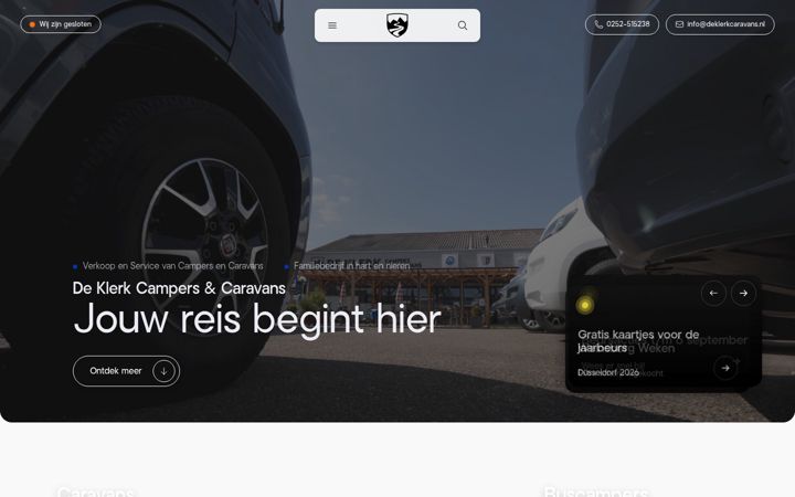 Screenshot stránky deklerkcaravans.nl