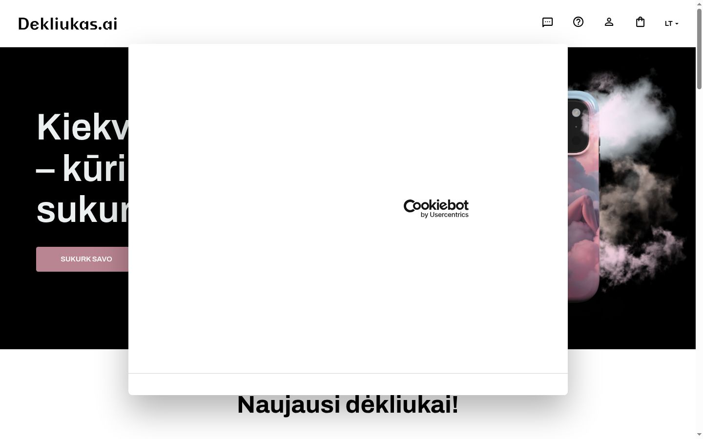Skærmbillede af samtykkebanneret, som det blev vist før nogen interaktion