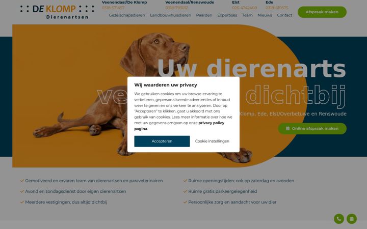 Screenshot stránky deklompdierenartsen.nl