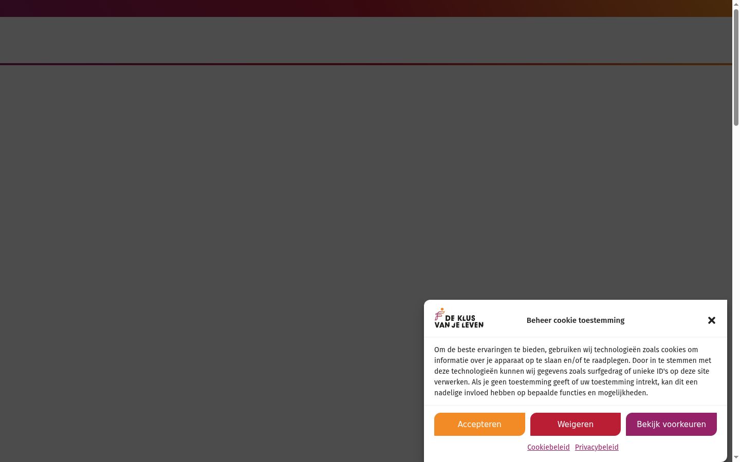 Screenshot van de toestemmingsbanner zoals getoond vóór enige interactie