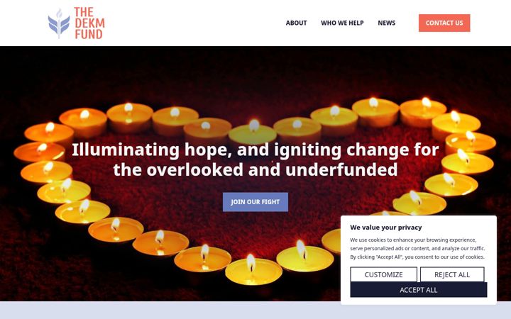 Screenshot ta' dekmfund.org