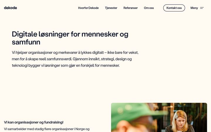 Screenshot stránky dekode.no