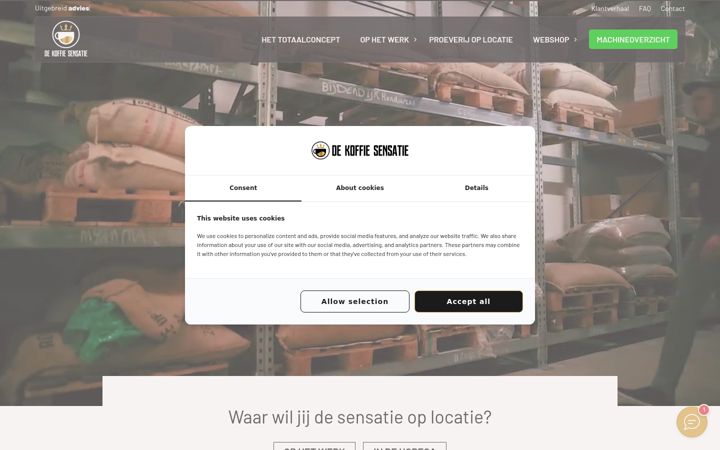 Screenshot stránky dekoffiesensatie.nl