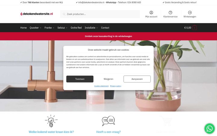 Screenshot stránky dekokendwatersite.nl