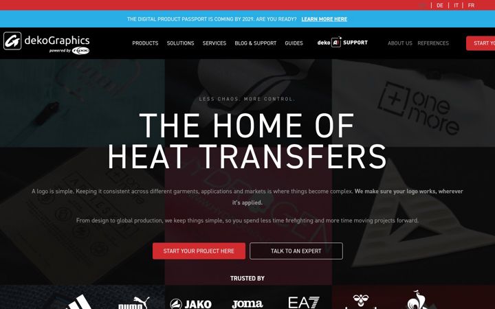 Captură de ecran a dekolabel.eu