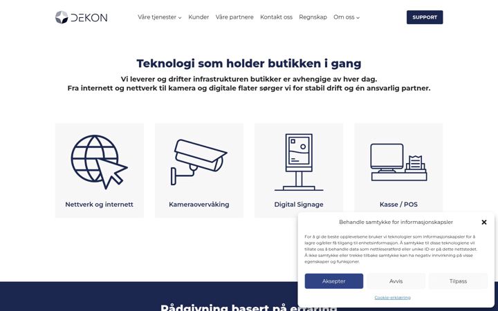 Screenshot stránky dekon.no