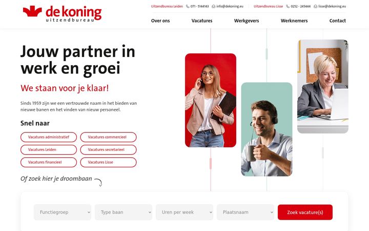 Screenshot stránky dekoninguitzendbureau.nl
