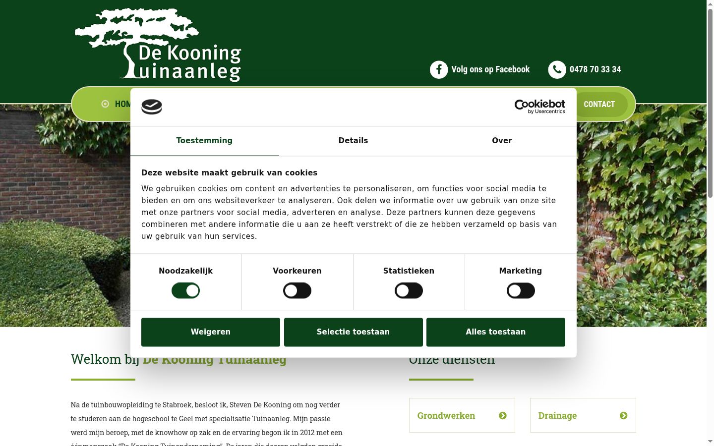 Captura de pantalla del banner de consentimiento mostrado antes de cualquier interacción