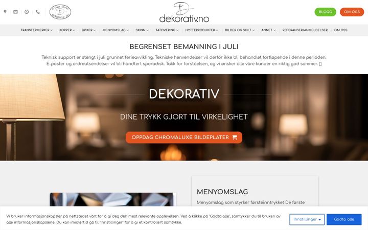 Screenshot stránky dekorativ.no