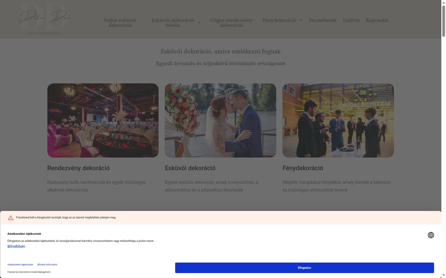 Captură de ecran a bannerului de consimțământ afișat înainte de orice interacțiune