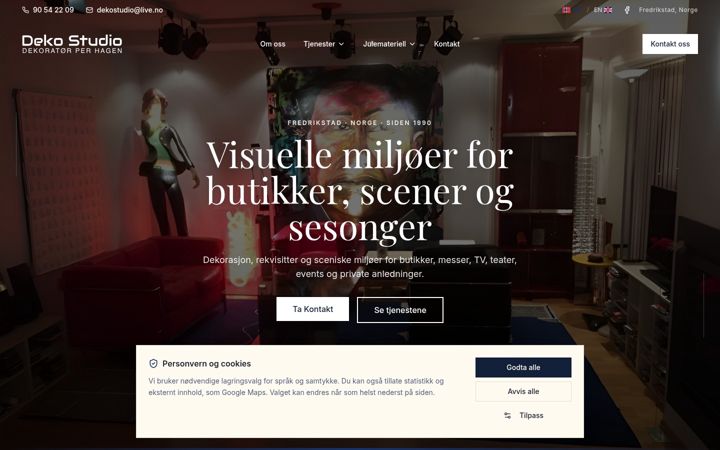 Screenshot stránky dekostudio.no