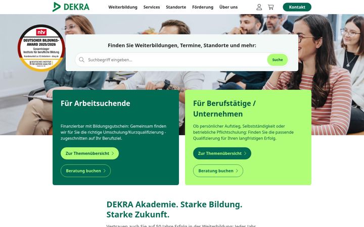 Screenshot of dekra-akademie.de