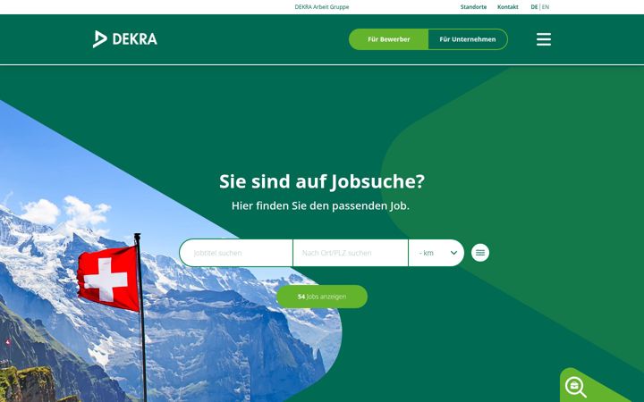 Screenshot of dekra-arbeit.ch