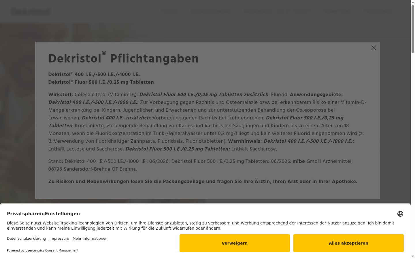 Screenshot del banner di consenso mostrato prima di qualsiasi interazione