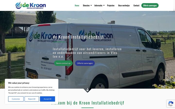 Screenshot of dekrooninstallatiebedrijf.nl