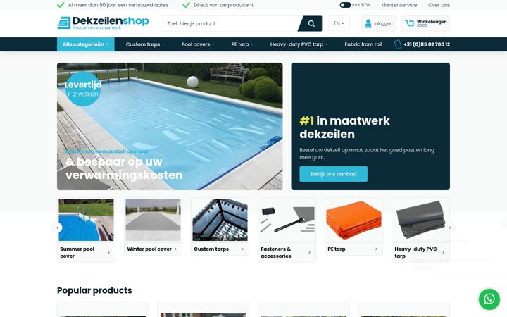 Screenshot of dekzeilenshop.nl