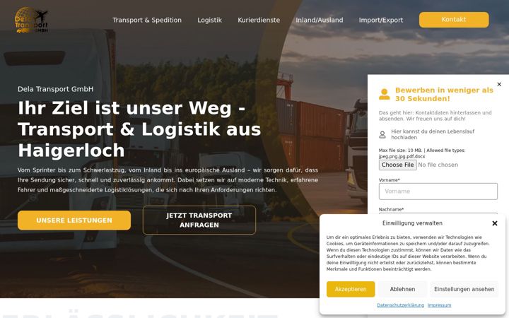 Screenshot of dela-transport.de
