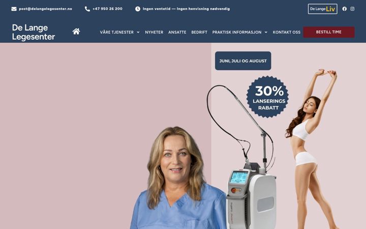 Screenshot stránky delangelegesenter.no