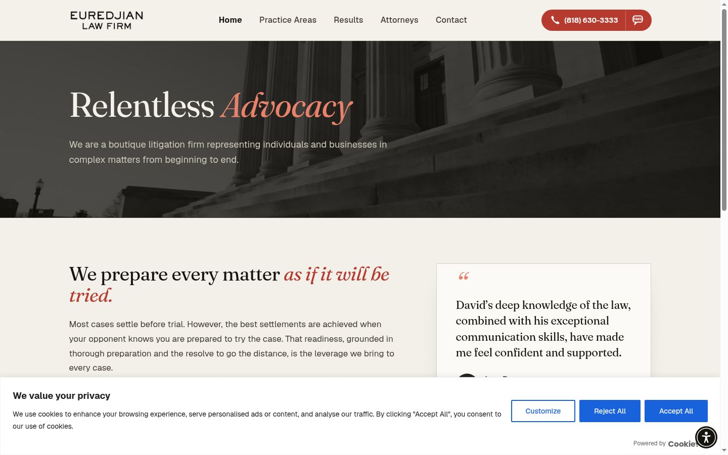 Screenshot of the consent banner shown before any interaction