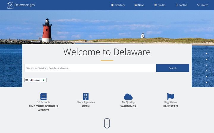 Skjermbilde av delaware.gov