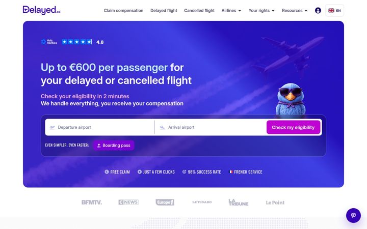 Screenshot of delayed.fr