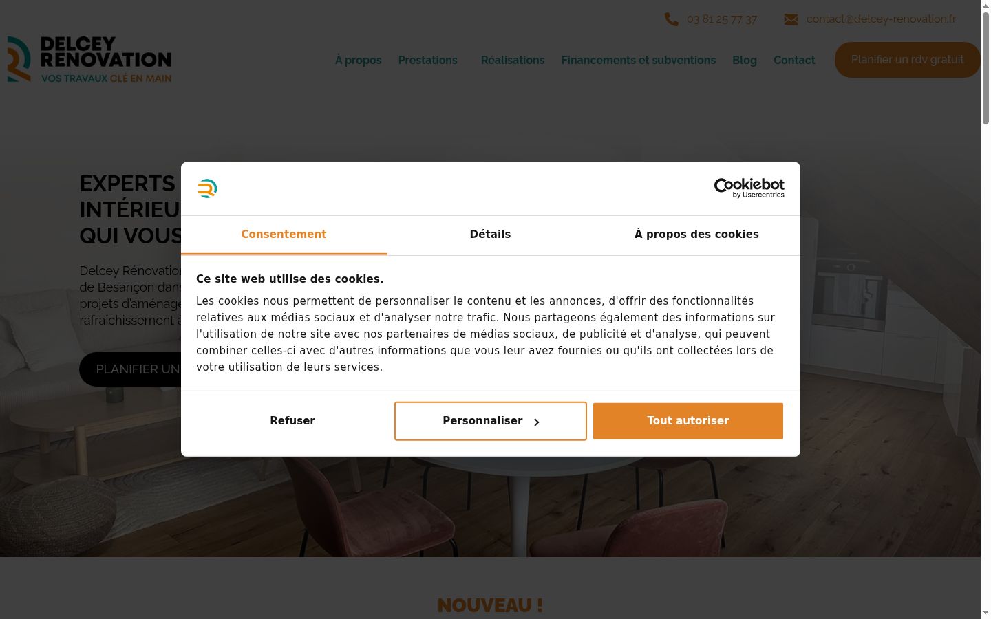 Screenshot of the consent banner shown before any interaction
