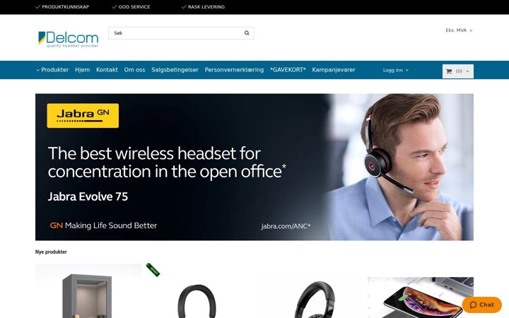 Screenshot stránky delcom.no