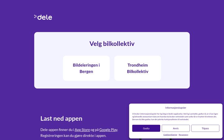 Screenshot stránky dele.no