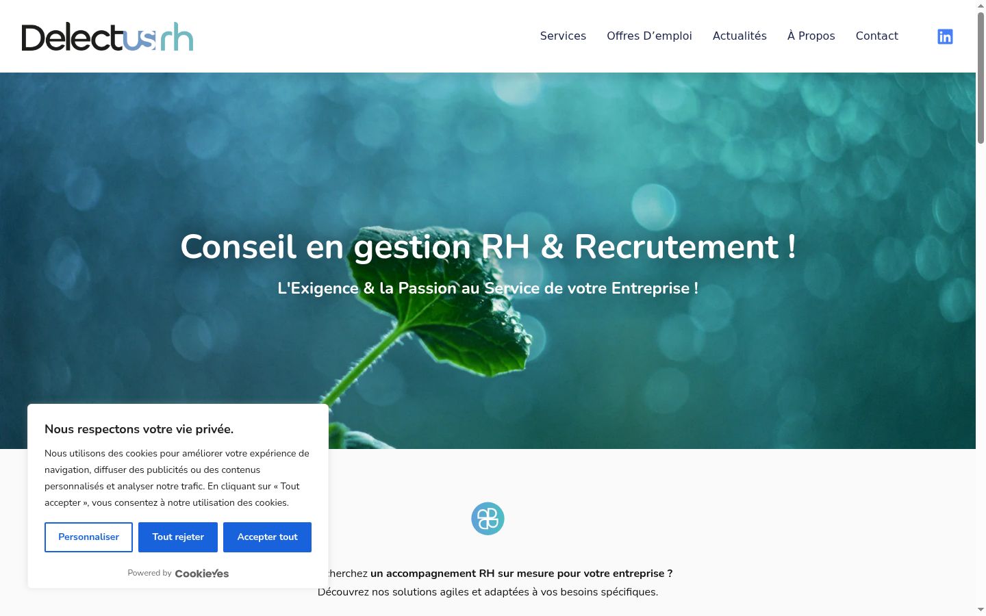 Screenshot of the consent banner shown before any interaction