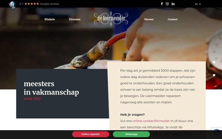 Screenshot of deleermeester.nl
