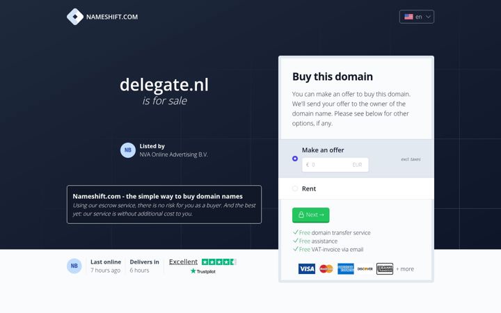 Screenshot of delegate.nl