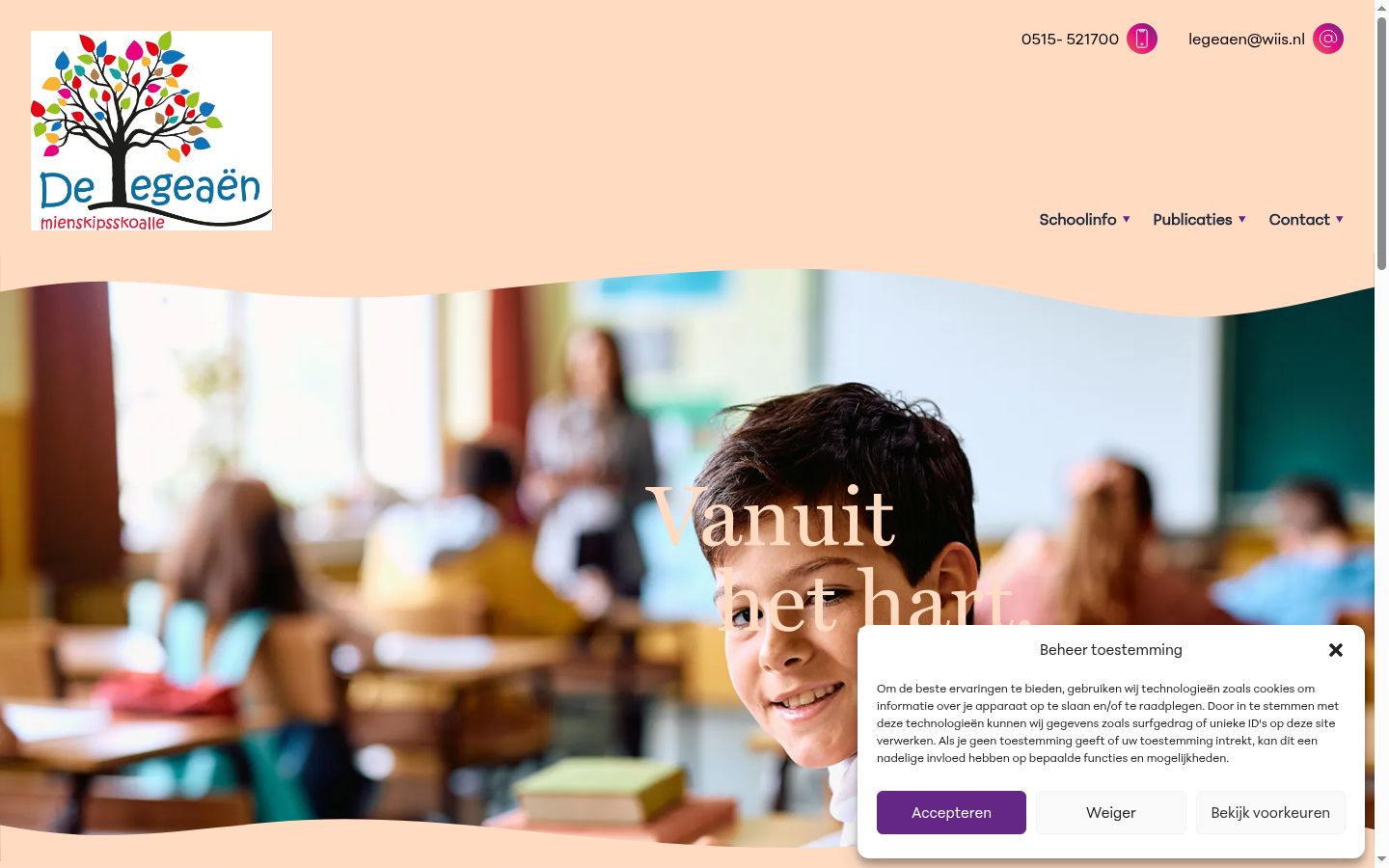 Screenshot van de toestemmingsbanner zoals getoond vóór enige interactie