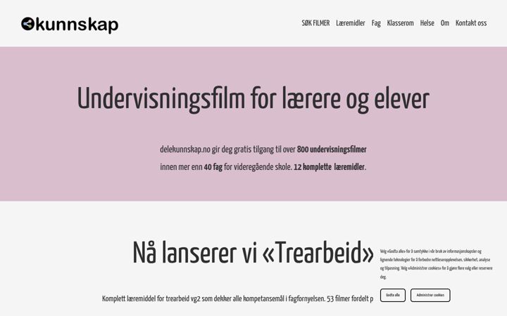 Screenshot stránky delekunnskap.no