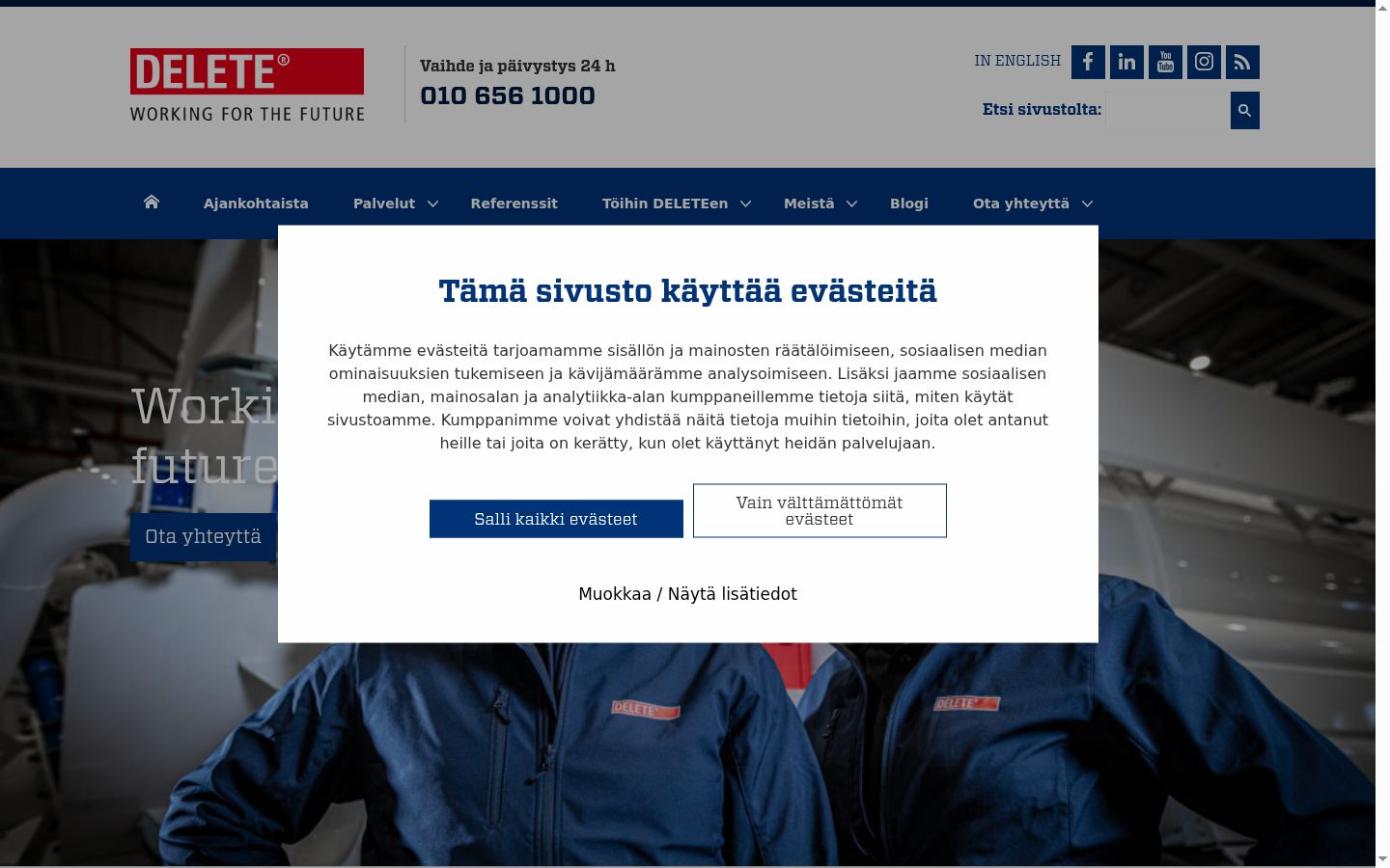 Screenshot del banner di consenso mostrato prima di qualsiasi interazione