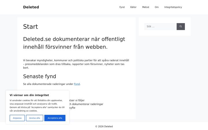 Snimka zaslona za deleted.se