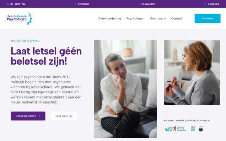 Snimka zaslona za deletselschadepsychologen.nl