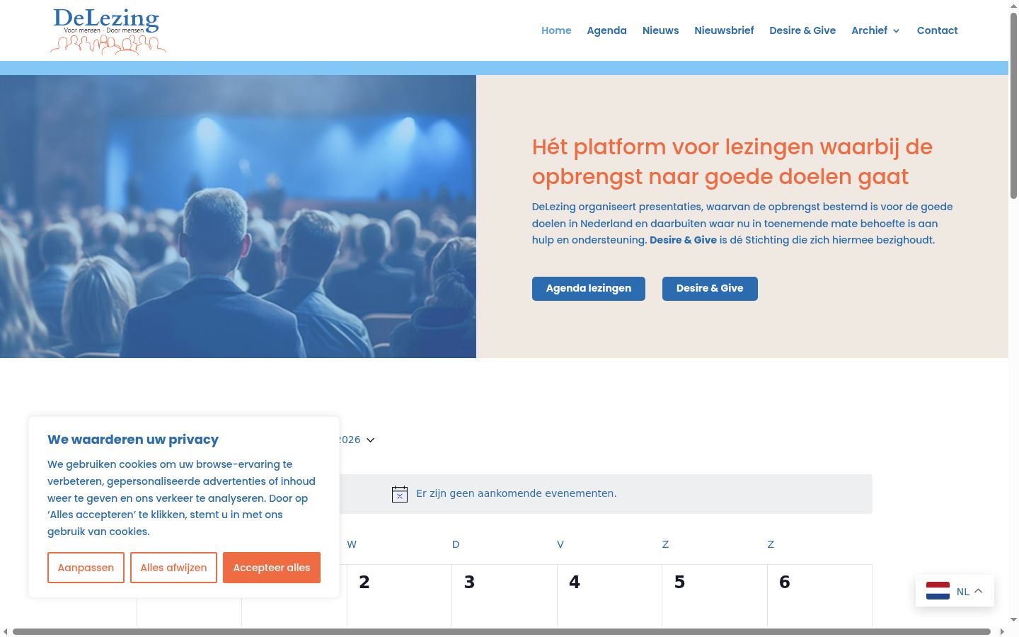 Screenshot van de toestemmingsbanner zoals getoond vóór enige interactie