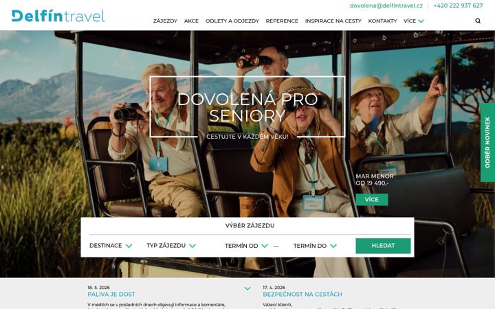 Ekrānuzņēmums no delfintravel.cz
