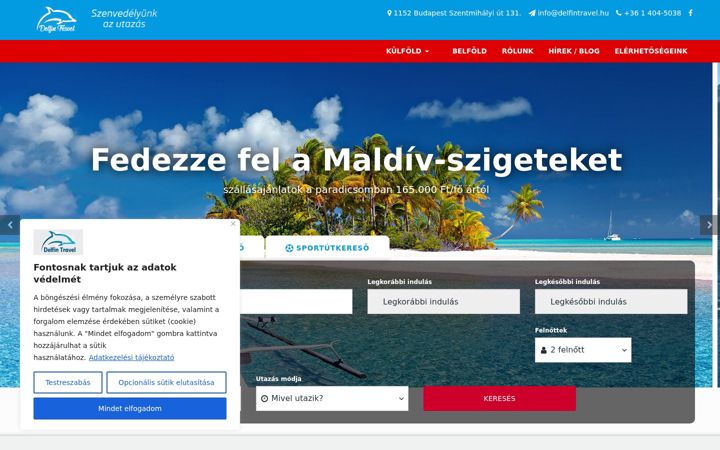 Screenshot von delfintravel.hu