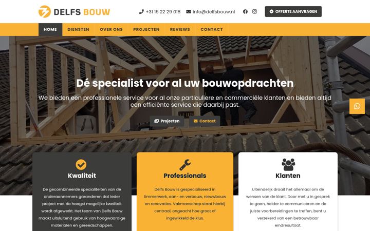 Snimka zaslona za delfsbouw.nl