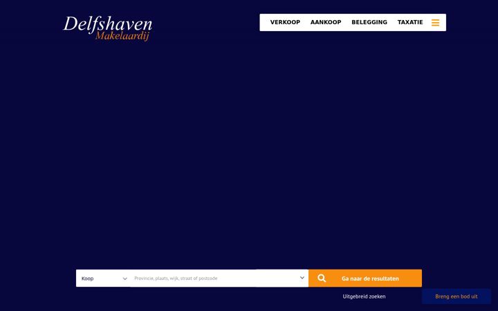 Screenshot stránky delfshavenmakelaardij.nl