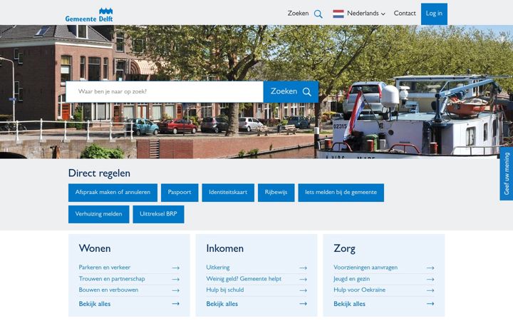 Screenshot of delft.nl