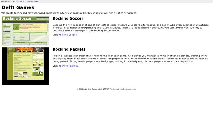Screenshot of delftgames.com