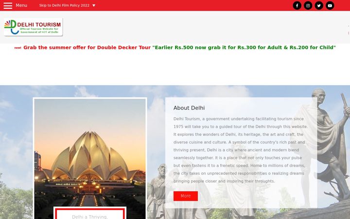 Screenshot of delhitourism.gov.in