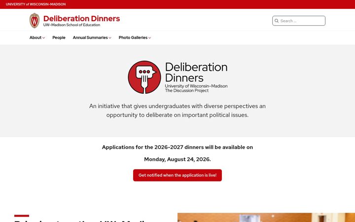 Capture d'écran de deliberationdinners.wisc.edu